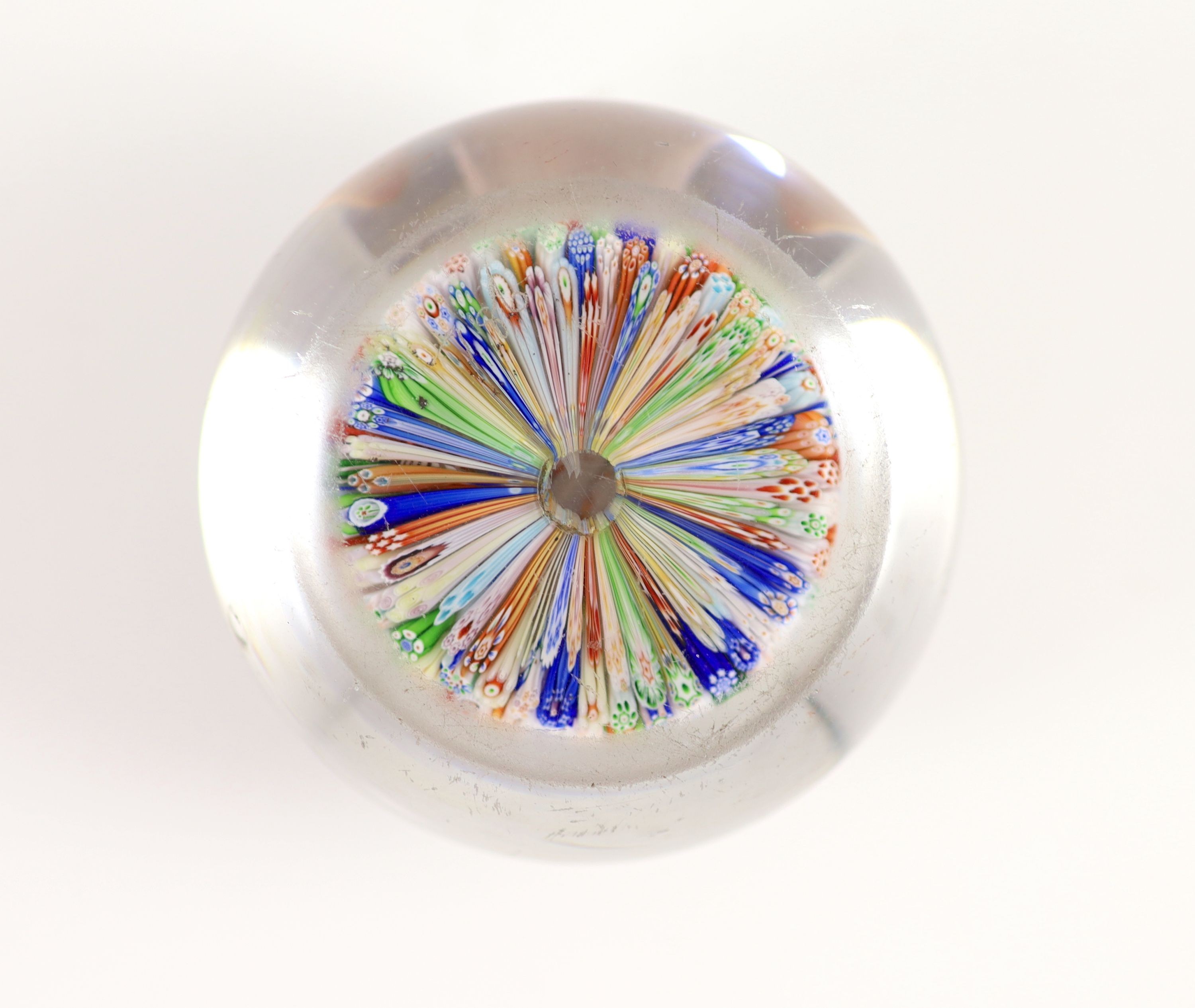 A Baccarat close packed millefiori glass paperweight, dated 1848, diameter 6.5cm